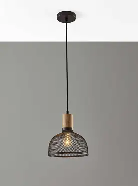 Caged Black Metal Small Ceiling Pendant