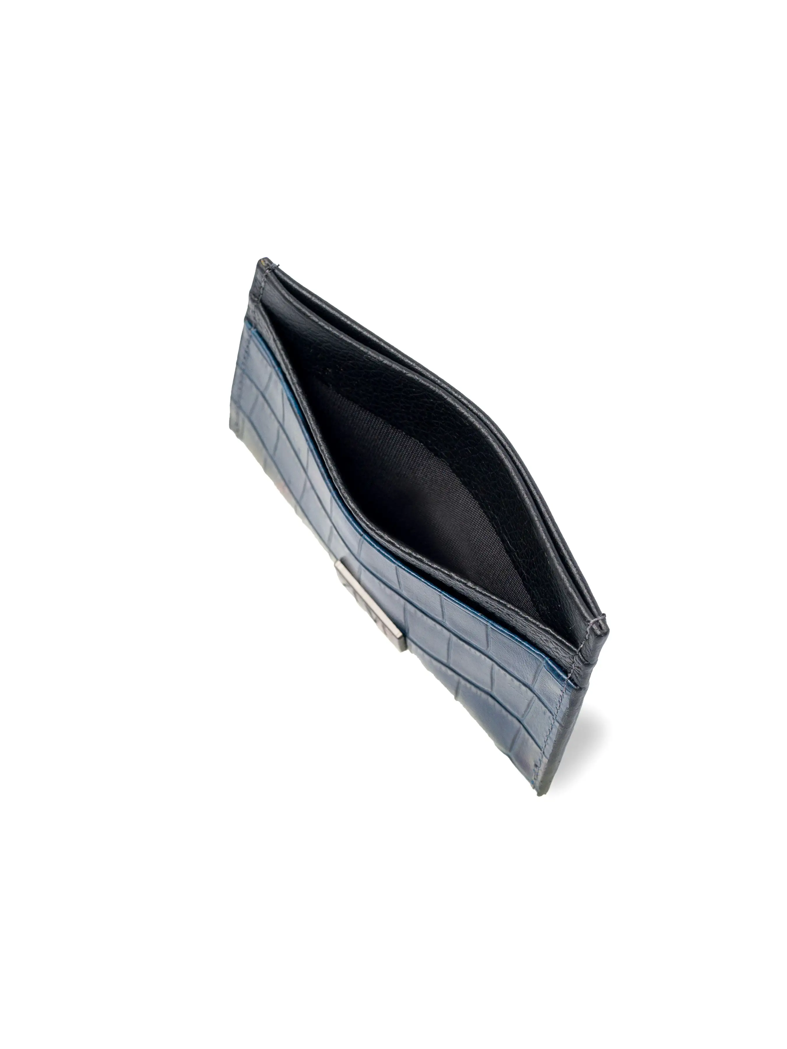 Card Holder - Dark Turquoise Matte Croco Leather