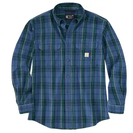 'Carhartt' Men's Midweight Chambray Plaid Button Down - Dark Blue