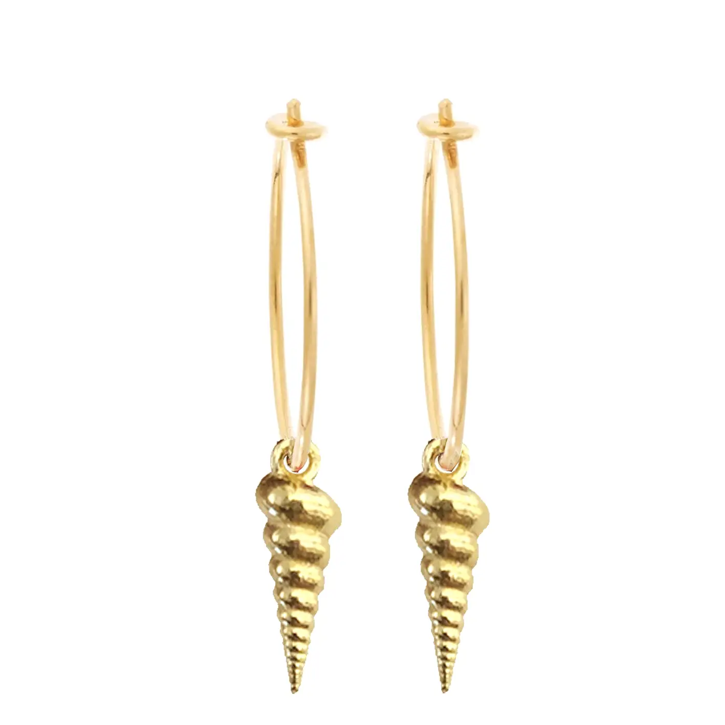 Cerith Shell Hoops, Gold (pair)