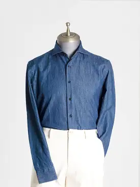 Chambray Shirt - Dark Blue Windsor Collar