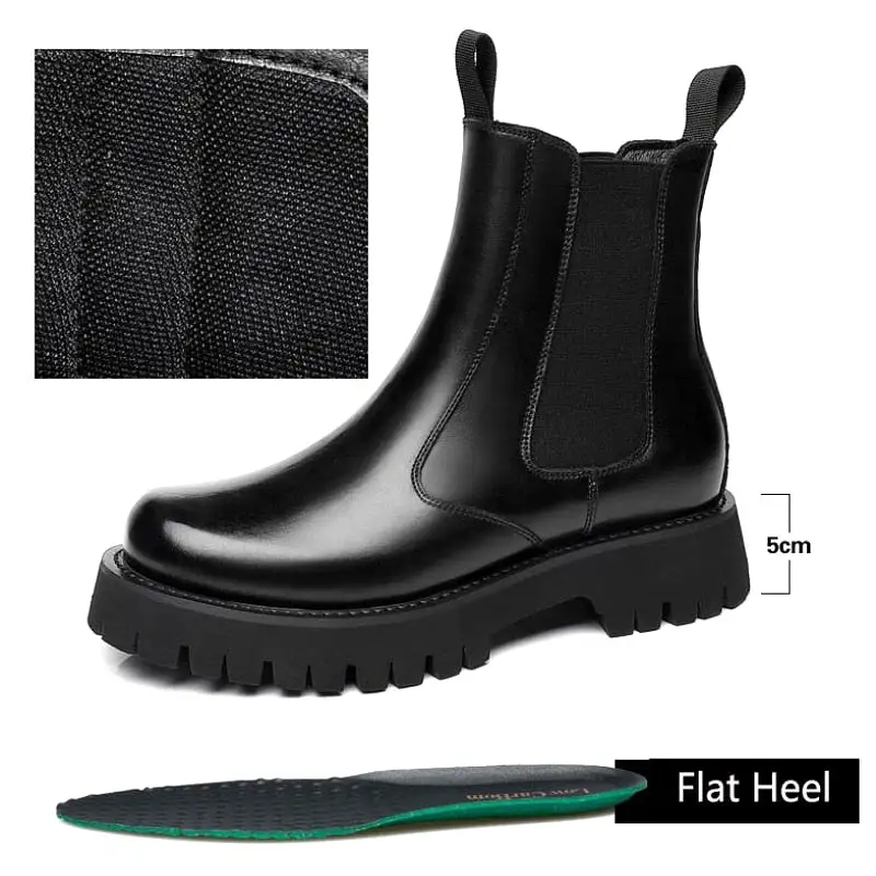 Chelsea Man Boot Elevator Winter Men Leather Shoe Height Increased High Top Male Platform Boots Spring Autumn