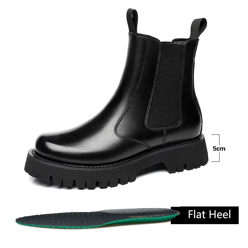 Chelsea Man Boot Elevator Winter Men Leather Shoe Height Increased High Top Male Platform Boots Spring Autumn