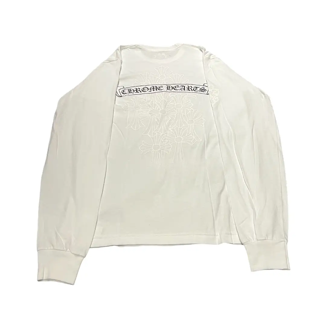 CHROME HEARTS CEMETERY SCROLL LABEL LONG SLEEVE WHITE