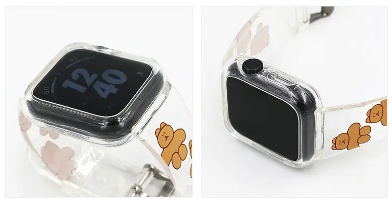 Clear Apple Watches Straps For 38-40mm TPU Bands Cute Characters Print