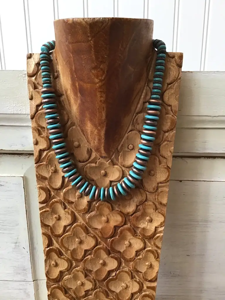 Copper & Turquoise Disc Necklace