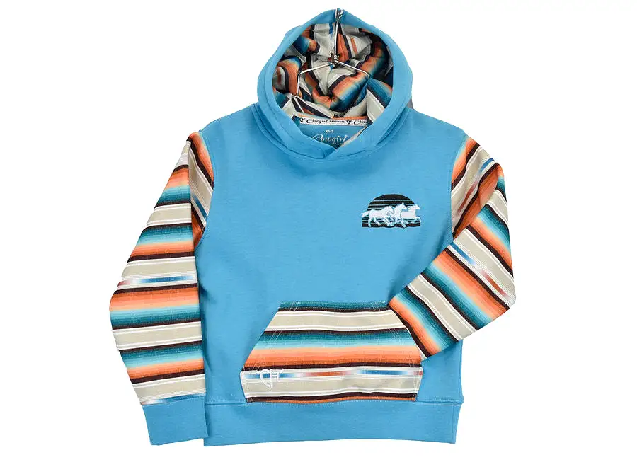 COWGIRL HARDWARE GIRLS PULLOVER TURQUOISE/SUNSET