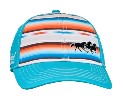 Cowgirl Hardware Youth Turquoise Serape Running Horses Cap Hat