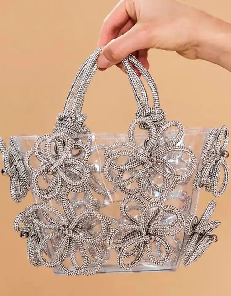 Crystal Floral Transparent Handbag