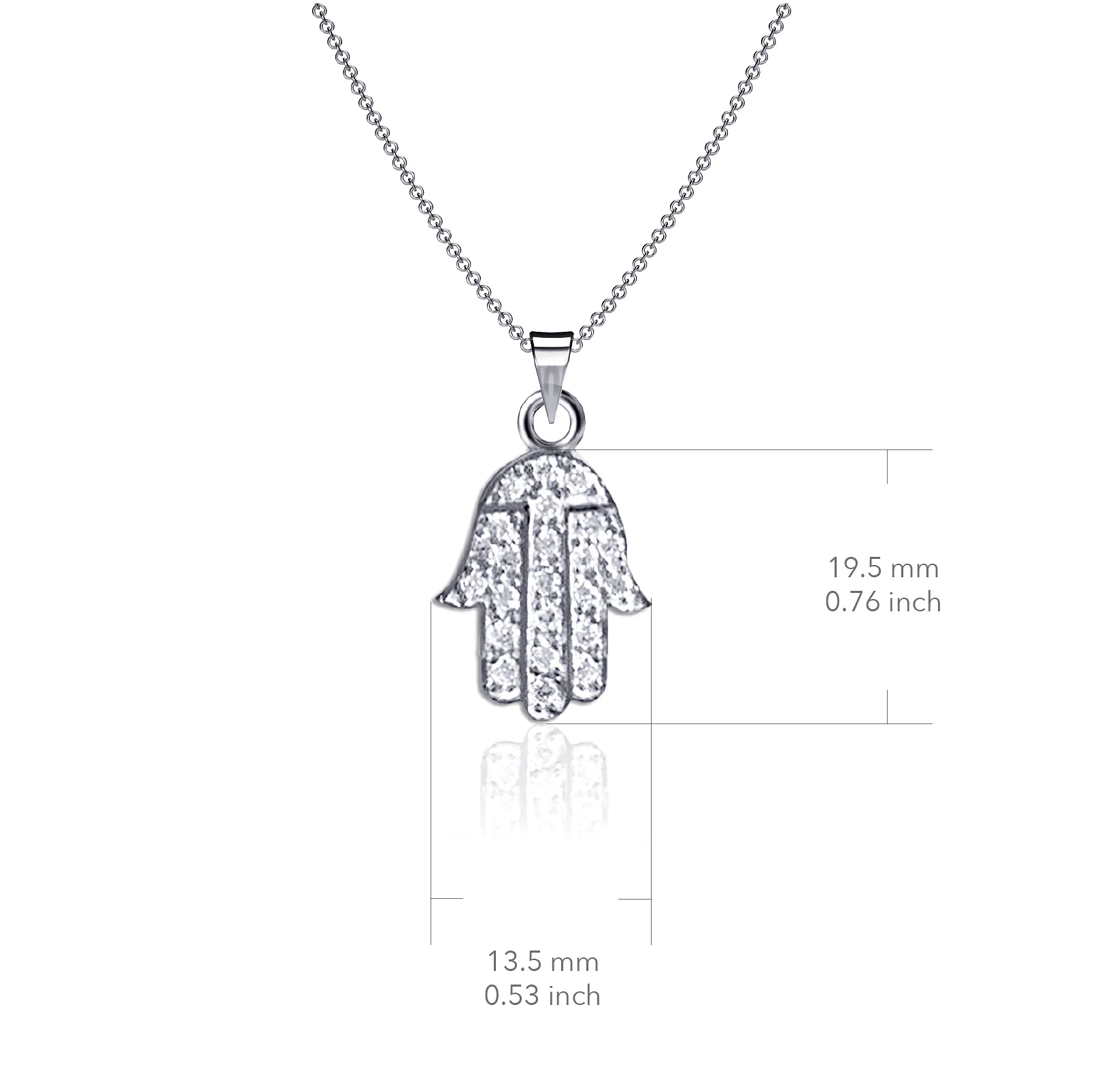 Crystal Hamsa Necklace - Silver