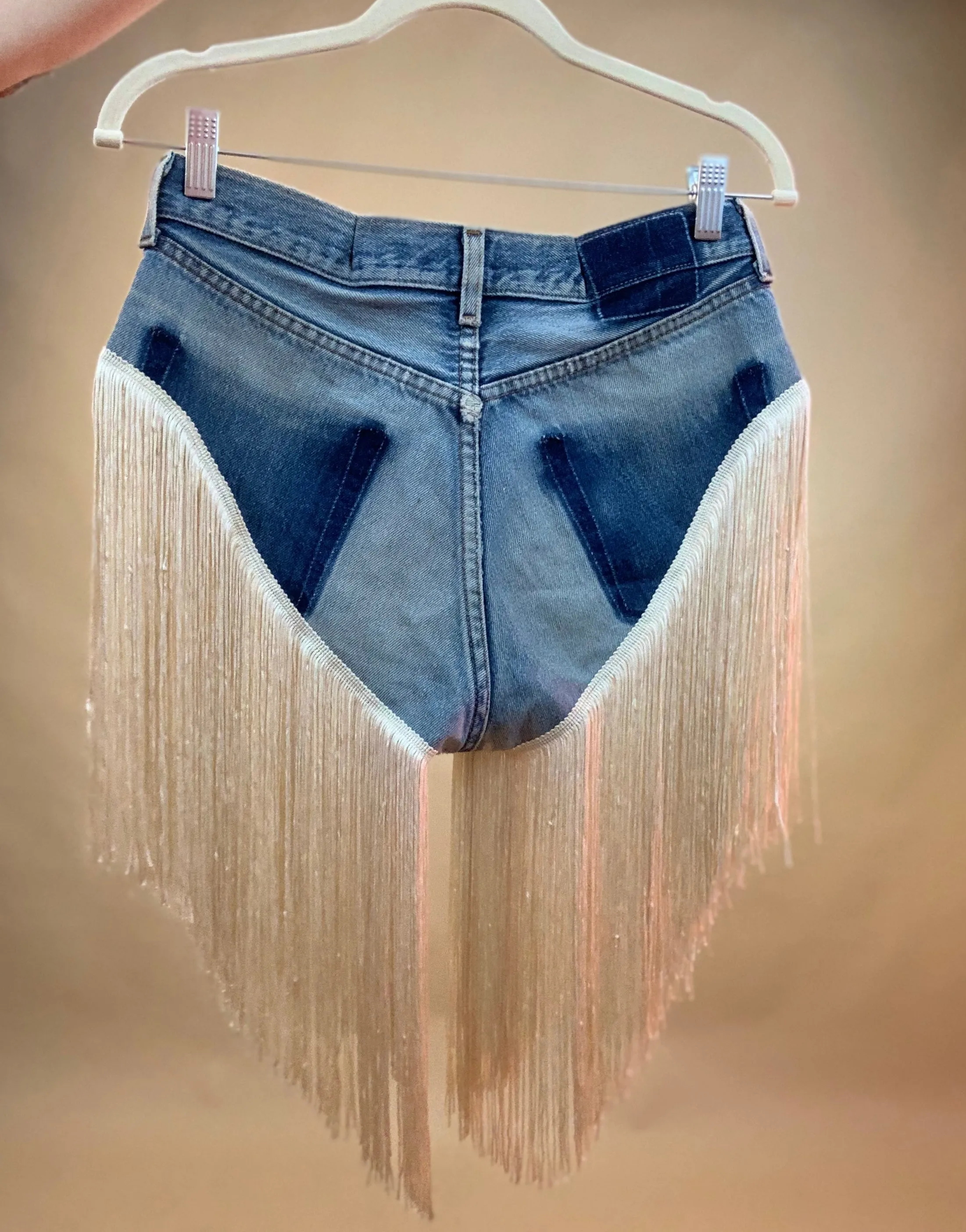 Custom hi cut panty fringe shorts