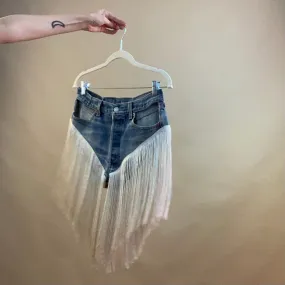 Custom hi cut panty fringe shorts