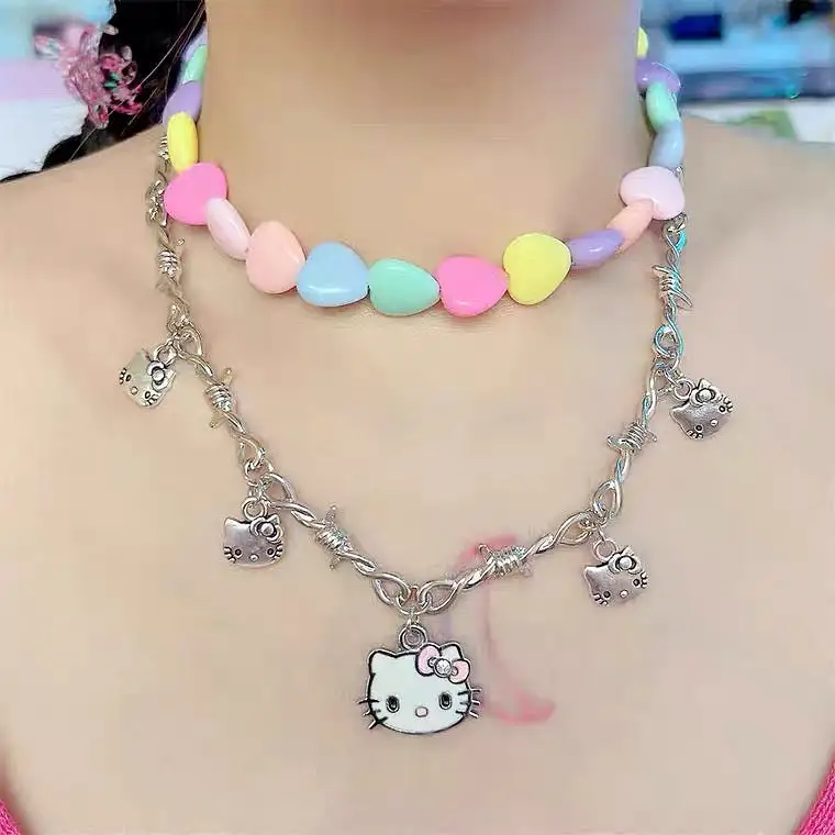 Cute “hello kitty” necklace & earrings set BY7117