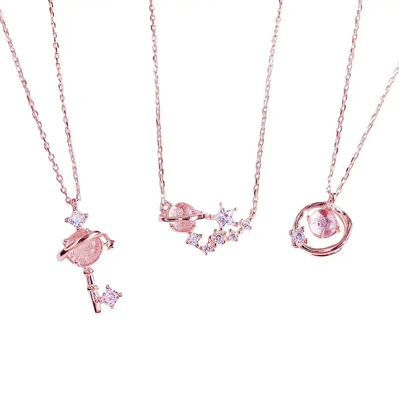 CUTE PINK PLANET NECKLACE