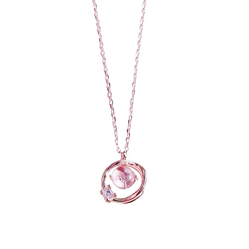 CUTE PINK PLANET NECKLACE