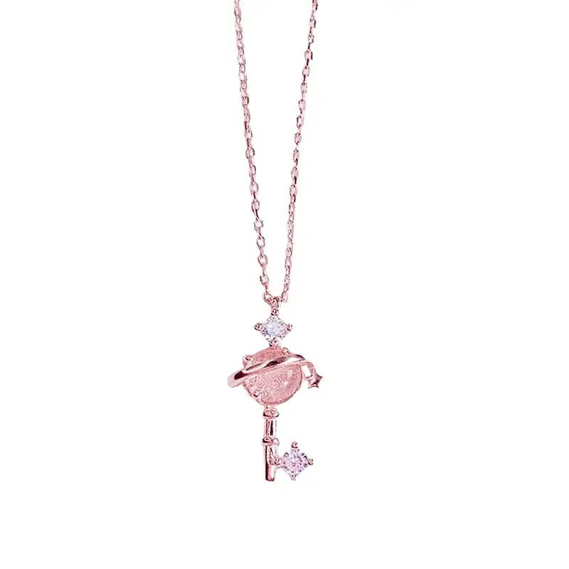 CUTE PINK PLANET NECKLACE