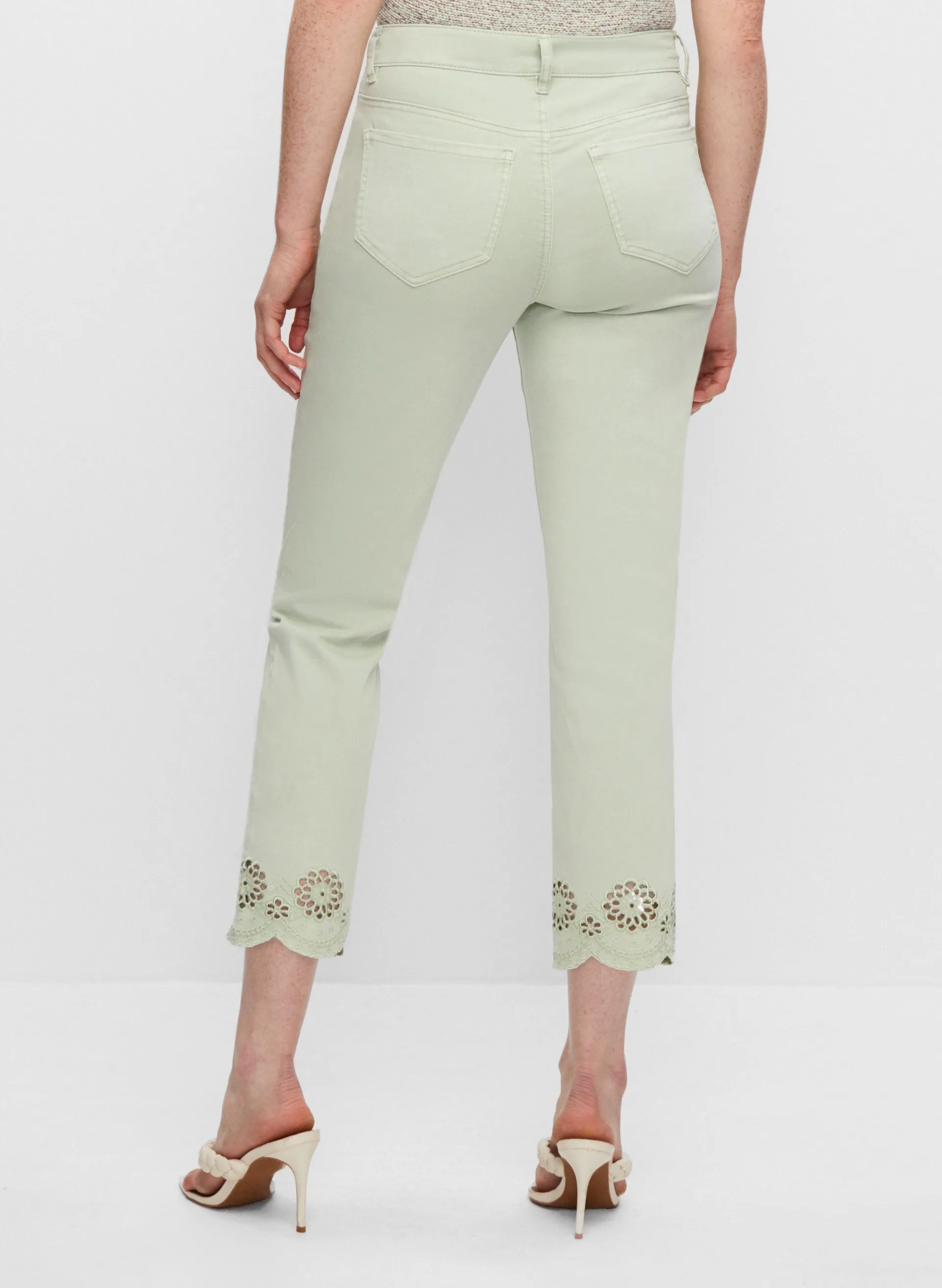 Cutout Detail Denim Capris