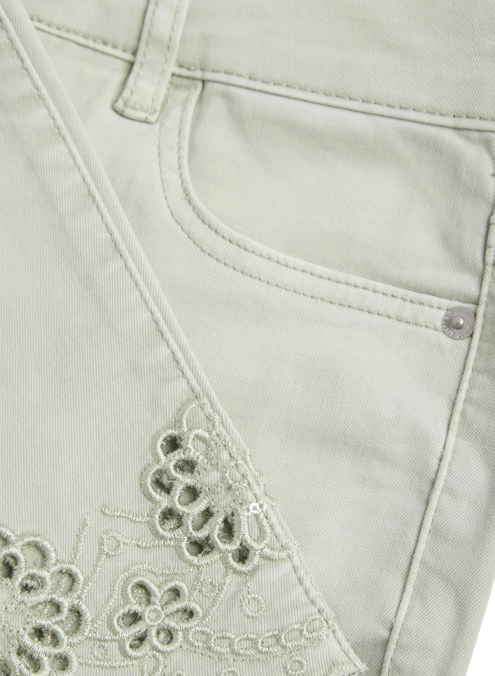 Cutout Detail Denim Capris