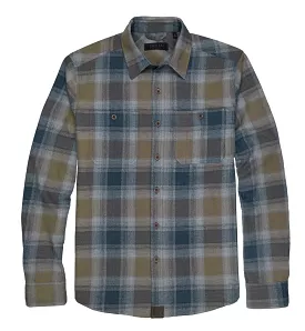 'Dakota Grizzly' Men's Grant Button Down Flannel - Deep Cobalt