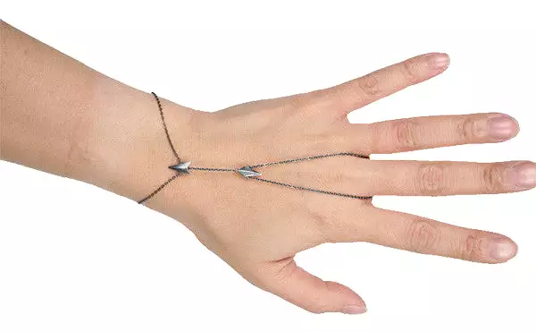 D'Arling Finger Bracelet, Oxidized Silver