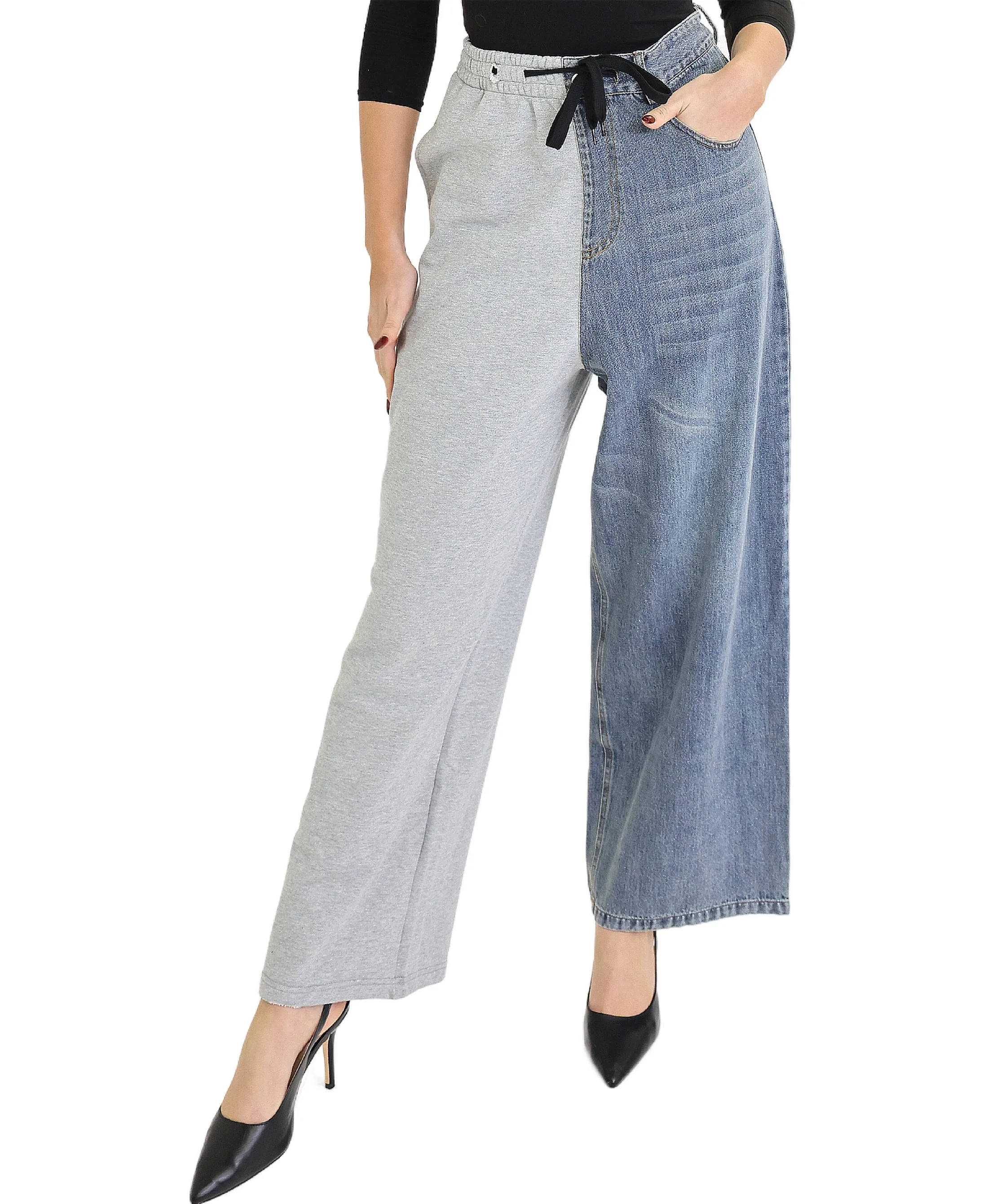 Denim & Sweat Pant Combo Pants