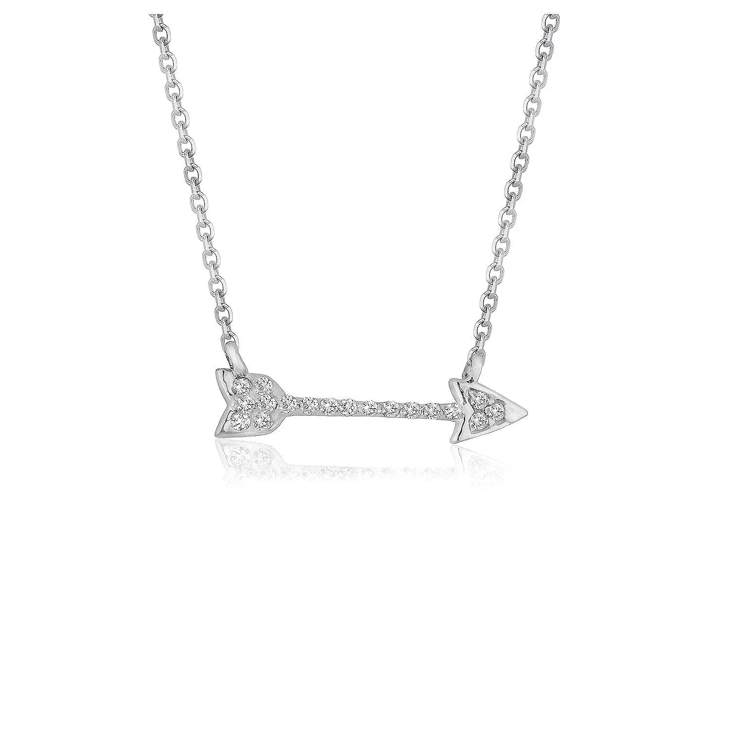 Diamond Arrow Style Pendant in 14k White Gold (1/10 cttw)