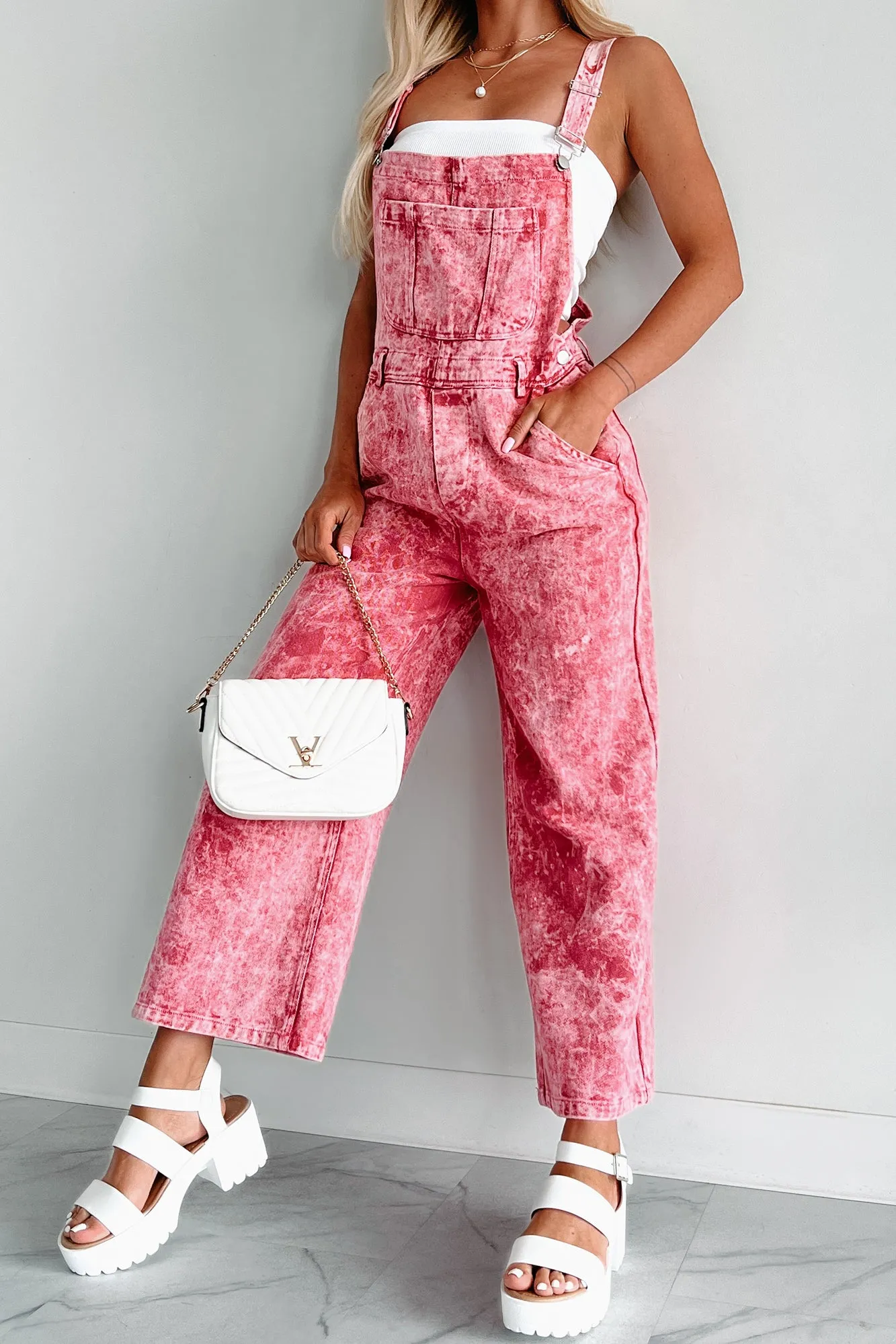 DOORBUSTER Always Problematic Mineral Wash Overalls (Vintage Ruby)