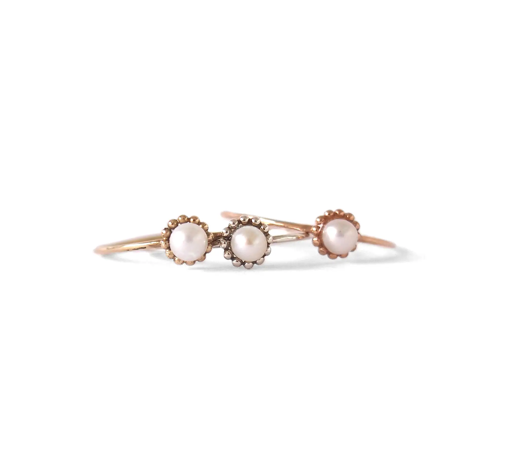 Dot Pearl Ring, Rose Gold