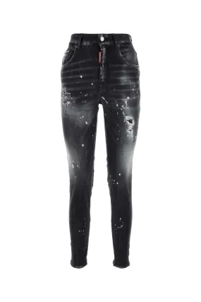 Dsquared Black Stretch Denim Twiggy Jeans