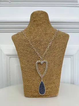 Envy Heart & Teardrop Pendant Necklace - Silver