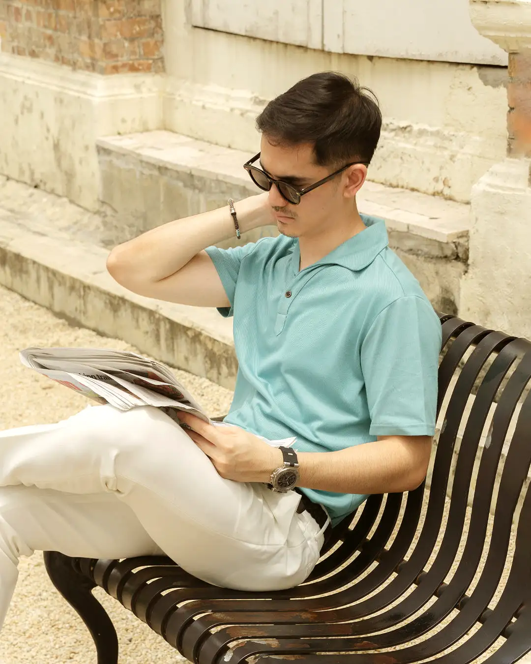 Ezio Polo Shirt - Turquoise One-Piece Collar