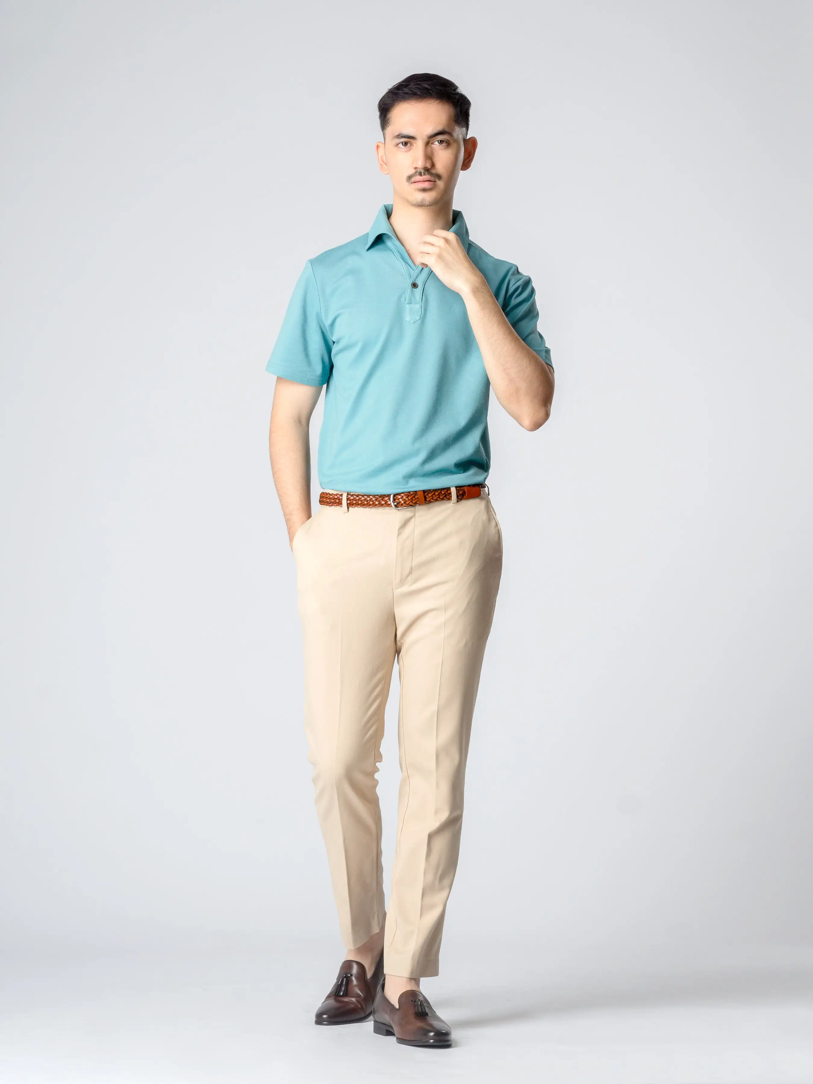 Ezio Polo Shirt - Turquoise One-Piece Collar