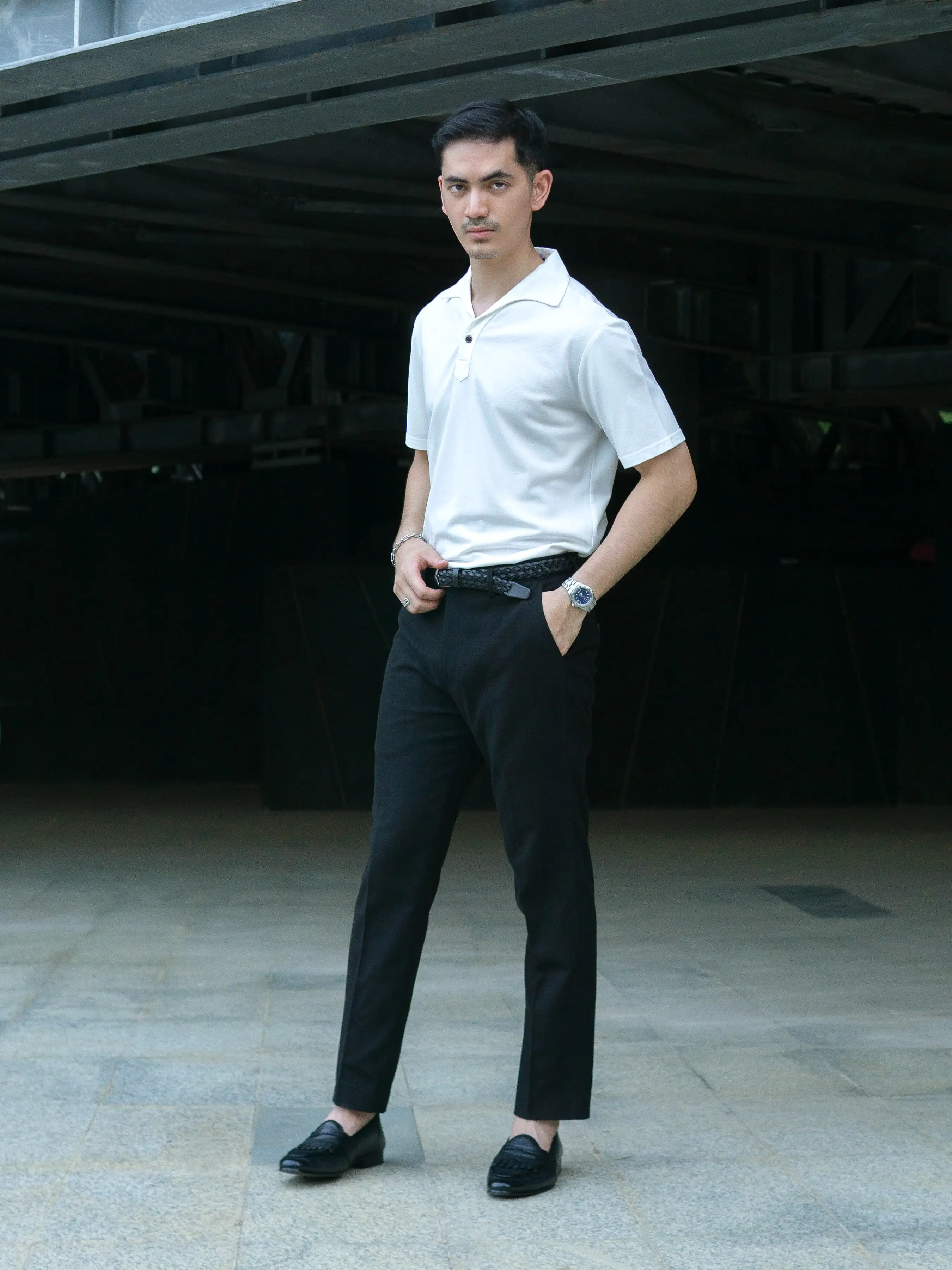 Ezio Polo Shirt - White One-Piece Collar