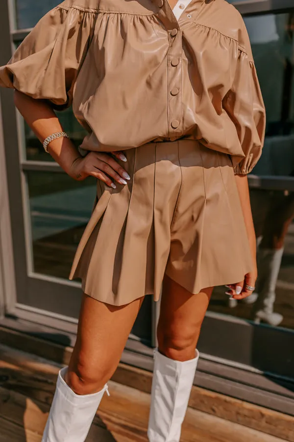 Fate Would Have It High Waist Faux Leather Shorts in Iced Mocha