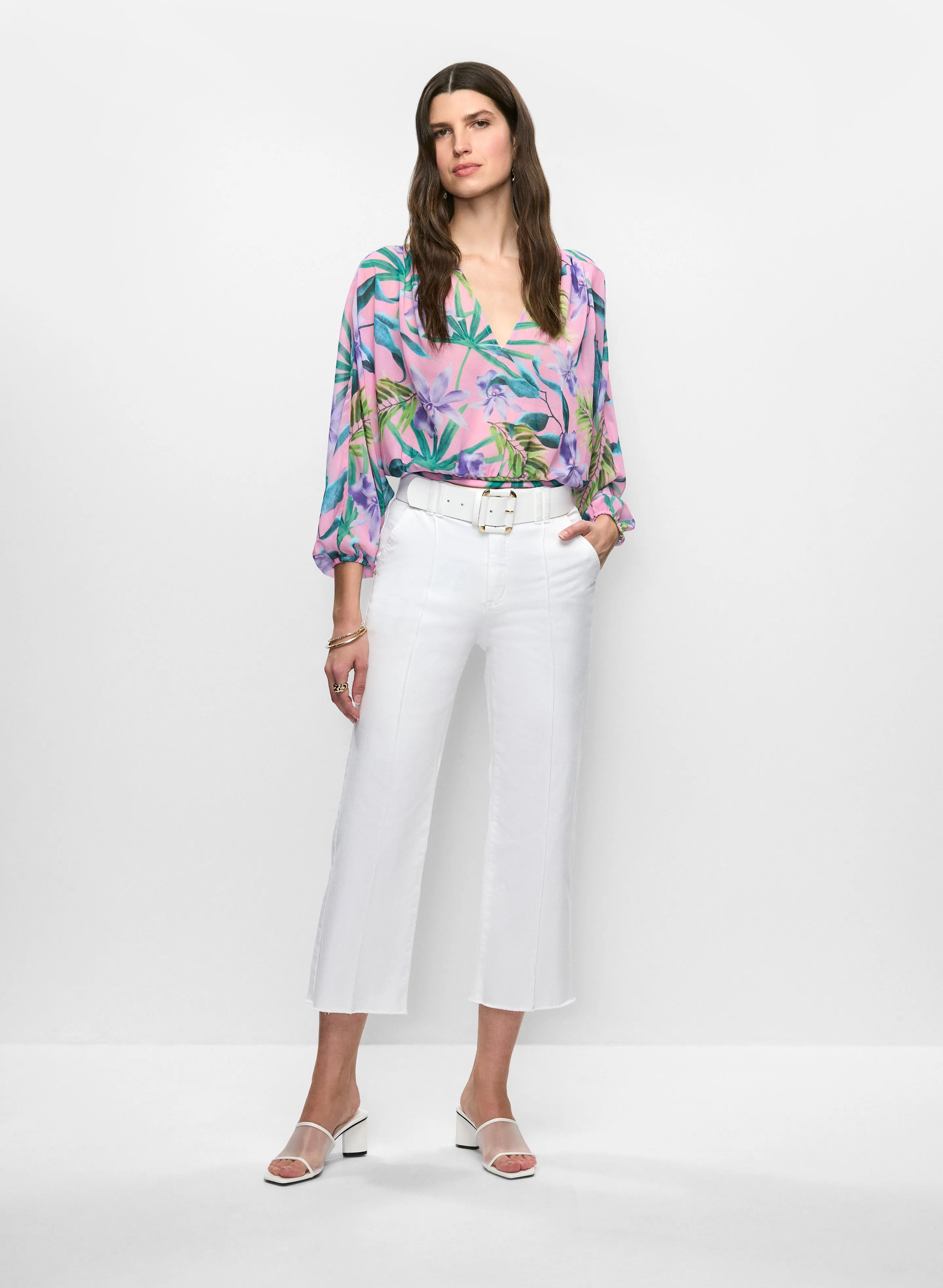 Floral Chiffon Blouse & Straight Leg Capris