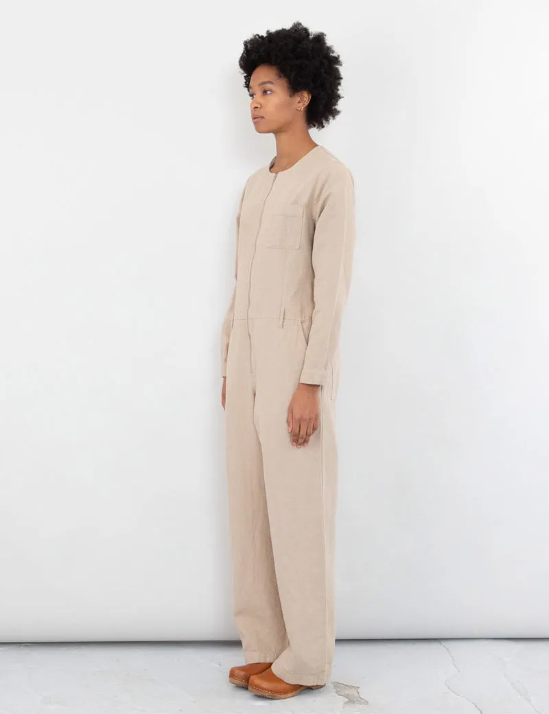 Folk Collarless Zip Jumpsuit Clay