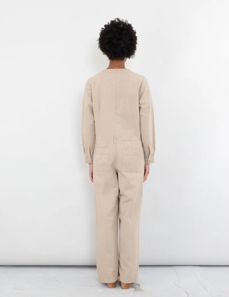 Folk Collarless Zip Jumpsuit Clay