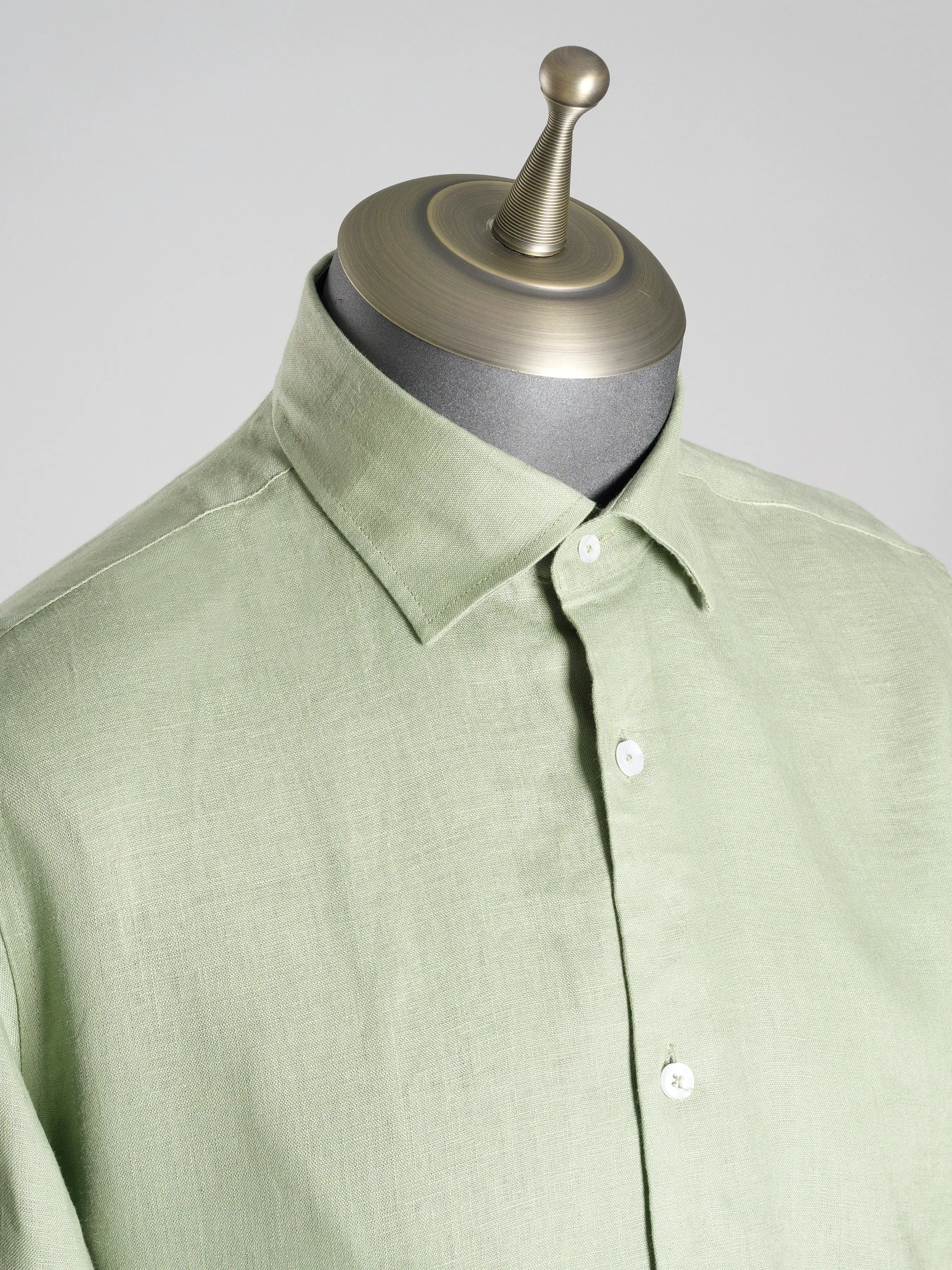 Franco Linen Shirt - Green Windsor Collar