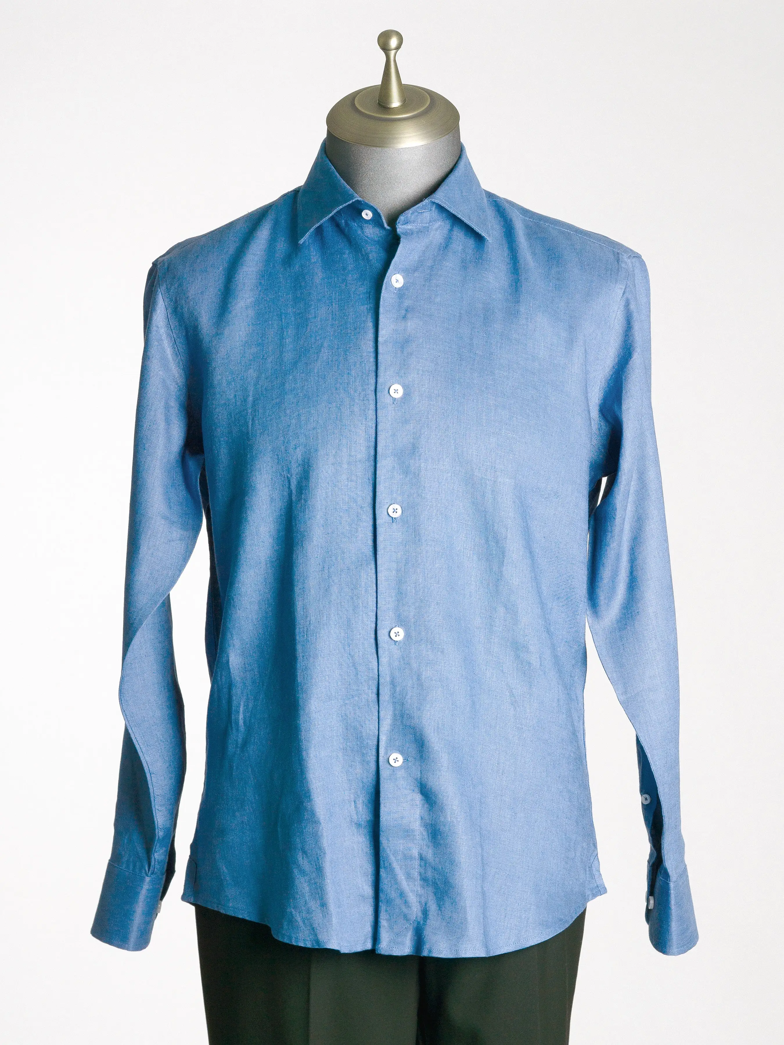 Franco Linen Shirt - Royal Blue Windsor Collar