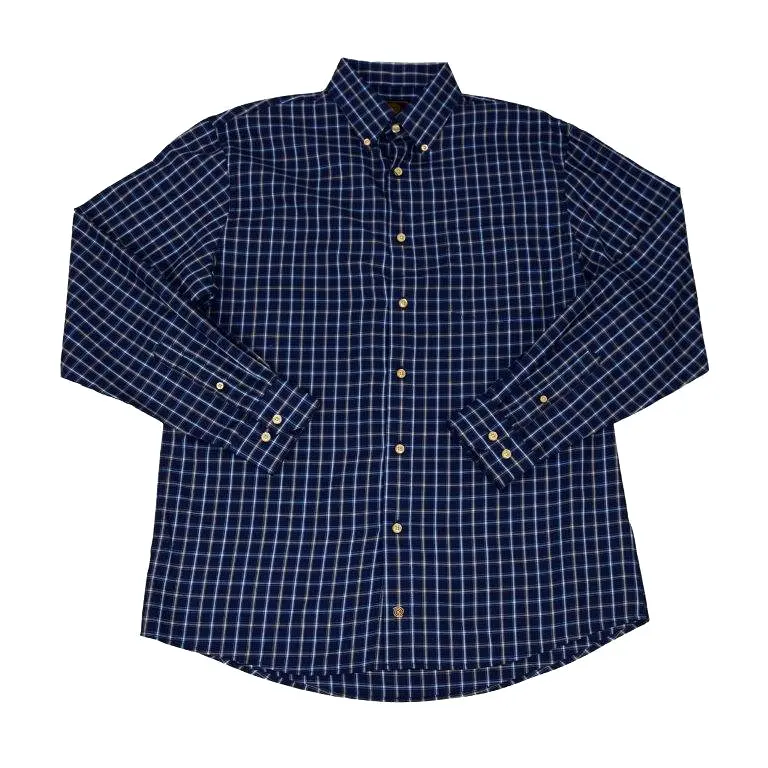 'FX Fusion' Men's Checked Button Down - Navy / Tan