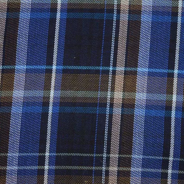 'FX Fusion' Men's Plaid Button Down - Royal / Brown / Black