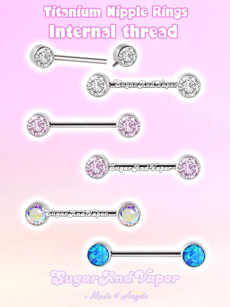 G23 Titanium CZ Gems Basic Nipple Rings Set