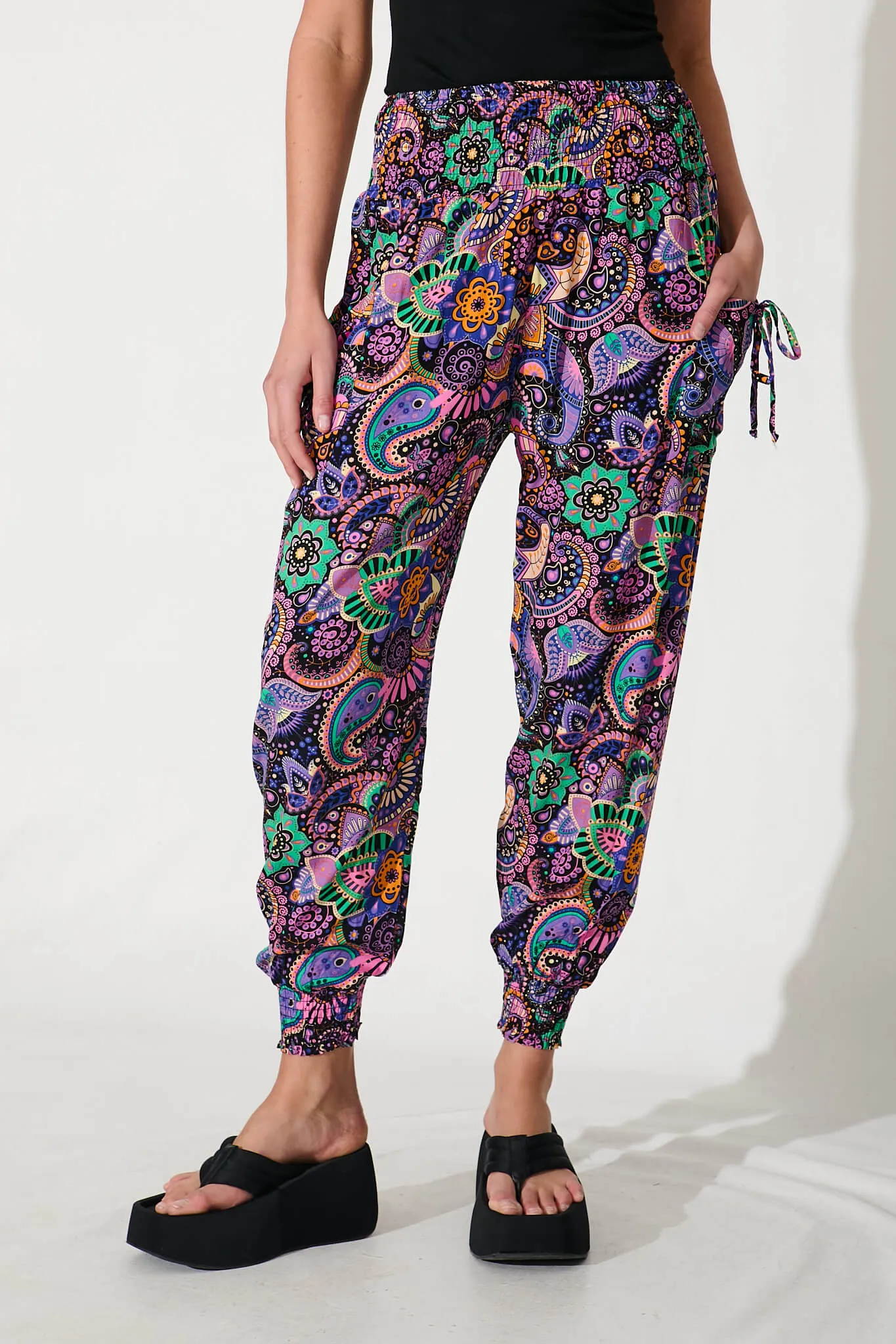 Gabby Lounge Pants In Purple Multi Paisley