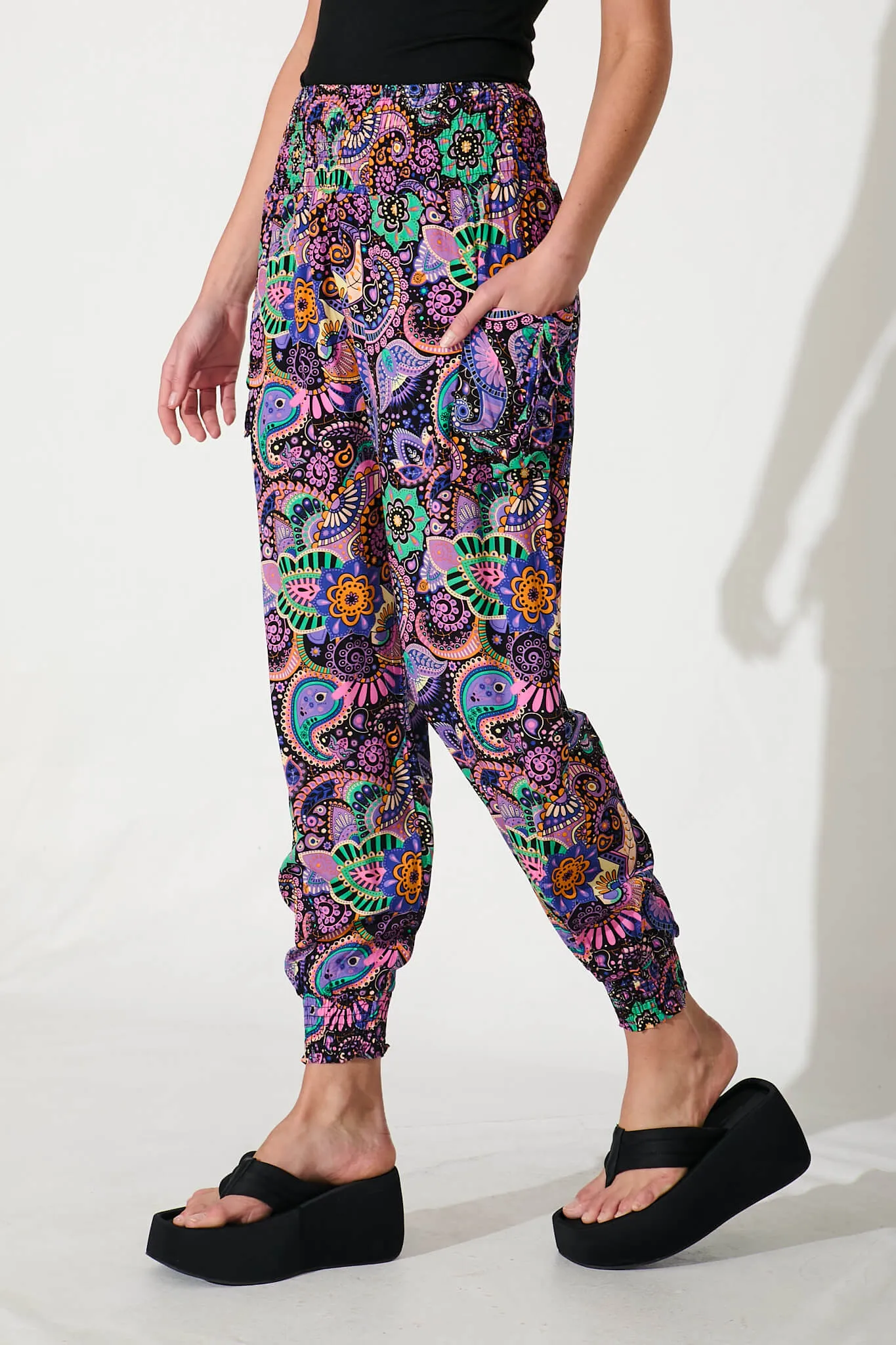 Gabby Lounge Pants In Purple Multi Paisley