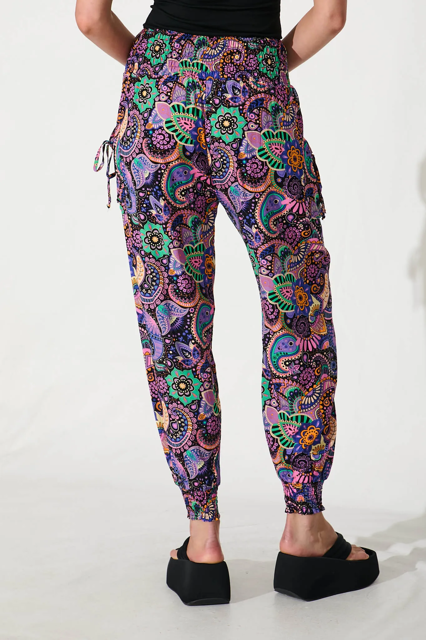 Gabby Lounge Pants In Purple Multi Paisley