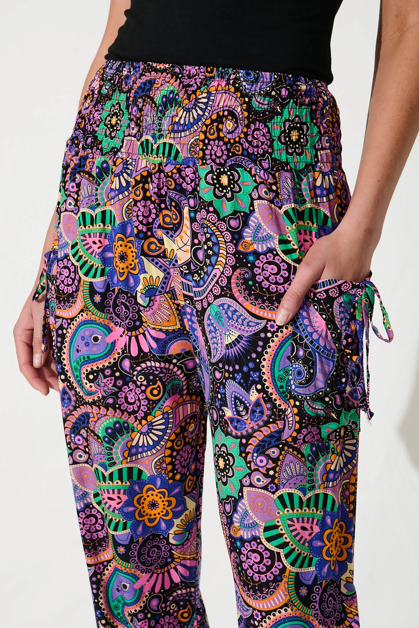 Gabby Lounge Pants In Purple Multi Paisley