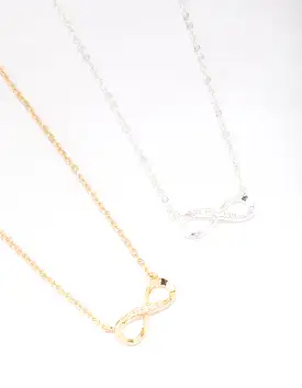 Gold & Silver Plated Infinity Cubic Zirconia Pendant Necklace