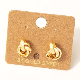 Gold Metallic Knot Stud Earrings