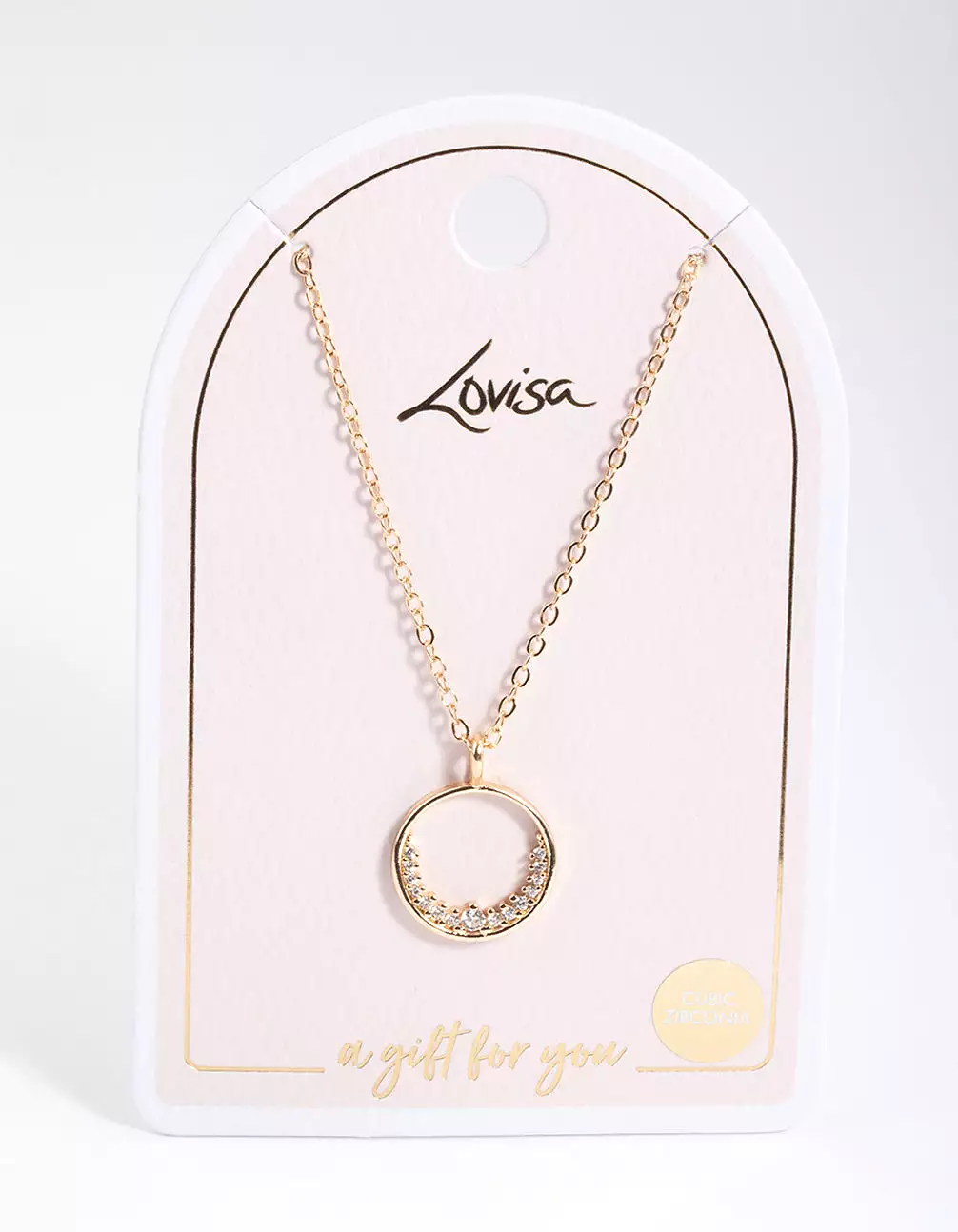 Gold Open Semi Diamante Circle Necklace