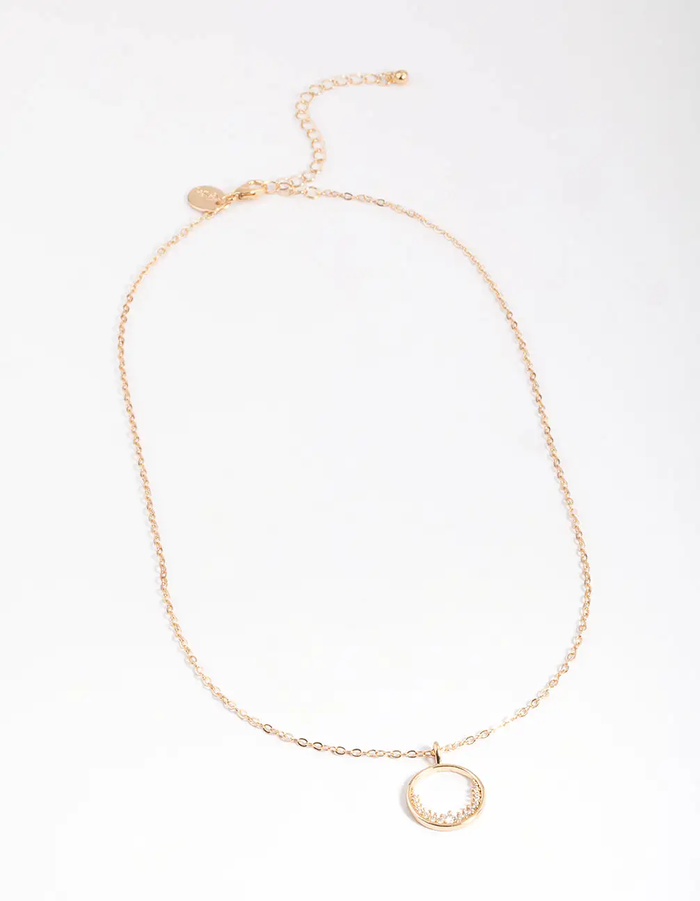 Gold Open Semi Diamante Circle Necklace